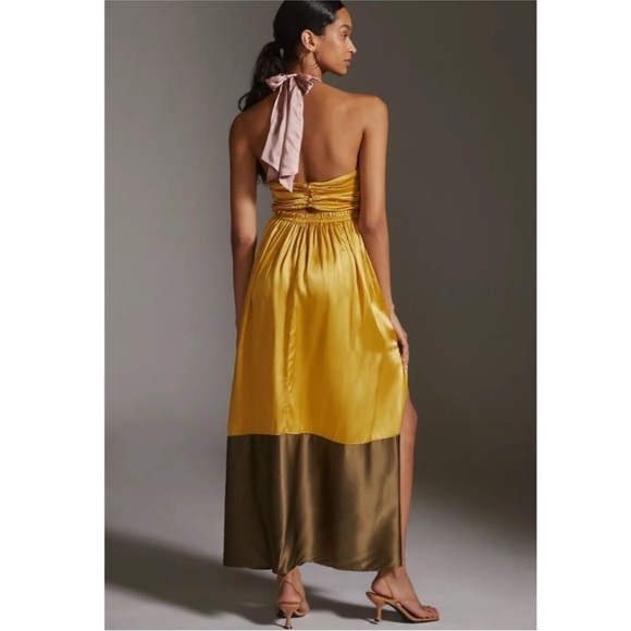 NWT STUNNING Anthropologie Silk Colorblocked Maxi Dress - Picture 2 of 7